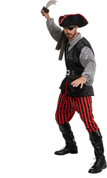 Spooktacular Creations Adult Men Pirate Costume for Halloween, Costume Party, Trick or Treating, Cosplay Party (Large)