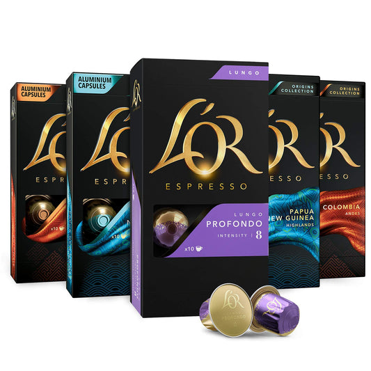 L'OR Espresso Capsules, 50 Count Mild Variety Pack, Single-Serve Aluminum Coffee Capsules Compatible with the L’OR BARISTA System & *Nespresso Original Machines