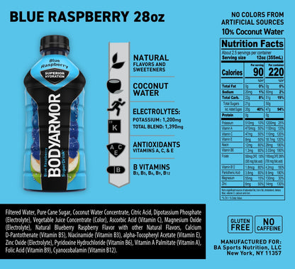 BODYARMOR Sports Drink Sports Beverage, Strawberry Banana, Coconut Water Hydration, Natural Flavors With Vitamins, Potassium-Packed Electrolytes, Perfect For Athletes, 12 Fl Oz (Pack of 8)