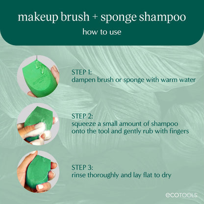 EcoTools Makeup Brush + Sponge Shampoo, Remove Makeup & Impurities From Brushes, Sponges, & Puffs, Fragrance-Free Brush Cleanser, No Harsh Chemicals, Vegan, & Cruelty-Free, 6 fl.oz./ 177 ml, 1 Count