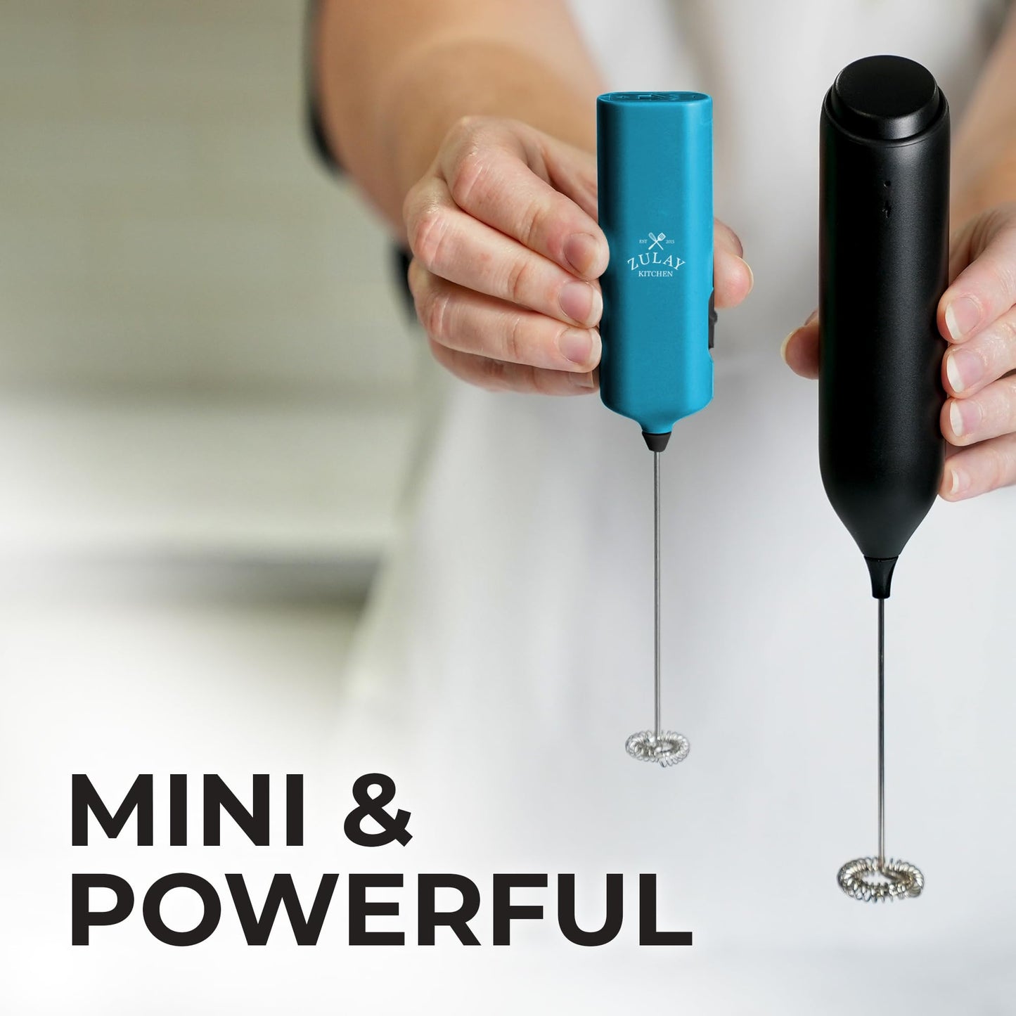 Powerful Handheld Milk Frother Wand - Electric Hand Mixer - Portable Frother Handheld for Coffee - Mini Froth Drink Mixer for Lattes, Cappuccino, Matcha, Hot Chocolate, Creamer - Black