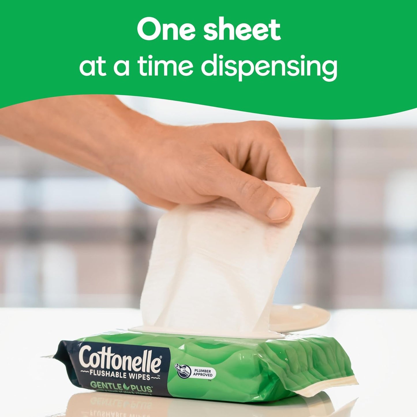 Cottonelle GentlePlus Flushable Wet Wipes with Aloe & Vitamin E, 6 Flip-Top Packs, 42 Wipes Per Pack (252 Total Wipes), Packaging May Vary