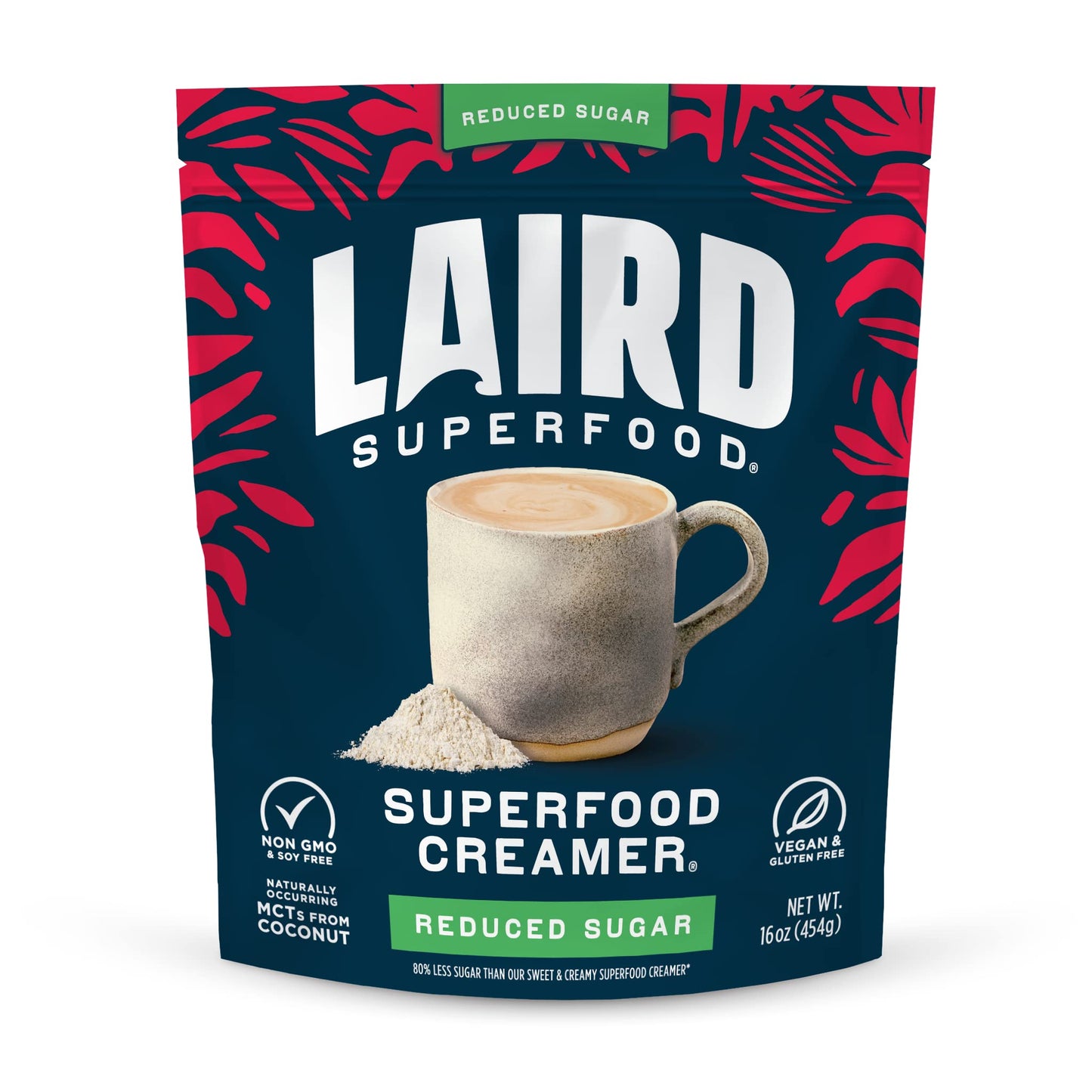 Laird Superfood Non-Dairy Superfood Creamer - Coconut Powder Coffee Creamer - Sweet & Creamy - Gluten Free, Non-GMO, Vegan - 16 oz. Bag, Pack of 1