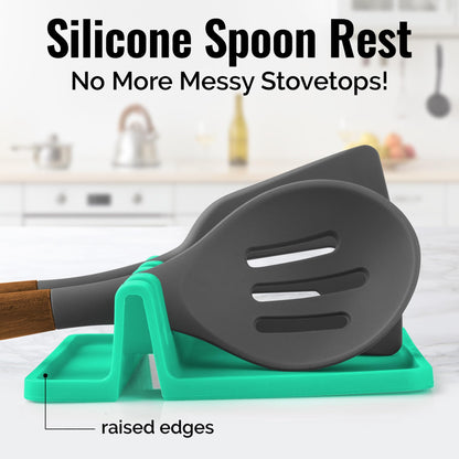 Zulay Kitchen Silicone Utensil Rest - BPA-Free, Durable Spoon Rest with Drip Pad - Heat-Resistant Spoon Rest for Stove Top - Spoon Rest for Kitchen Counter - Kitchen Gadgets & Kitchen Utensils Holder