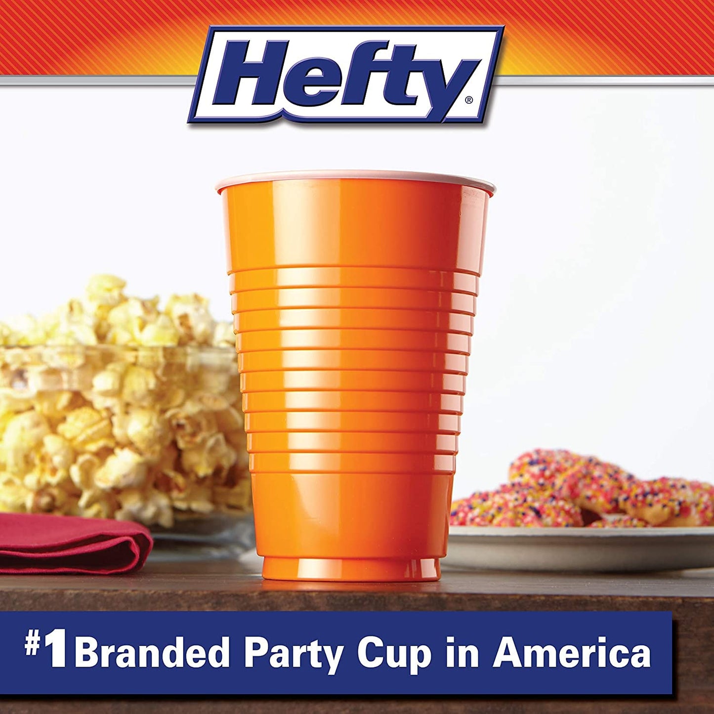 Hefty Party On Disposable Plastic Cups, Assorted, 16 Ounce, 100 Count