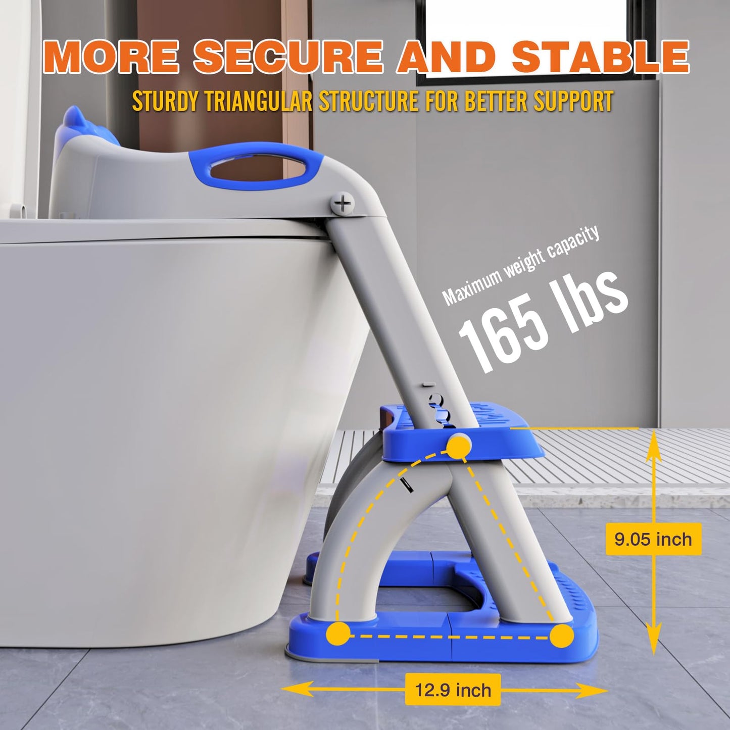 Toilet Potty Training Seat with Step Stool Ladder,SKYROKU Training Toilet for Kids Boys Girls Toddlers-Comfortable Safe Potty Seat with Anti-Slip Pads Ladder (Grey)