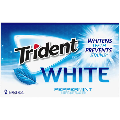 Trident White Peppermint Sugar Free Gum, 16 Count (Pack of 9)