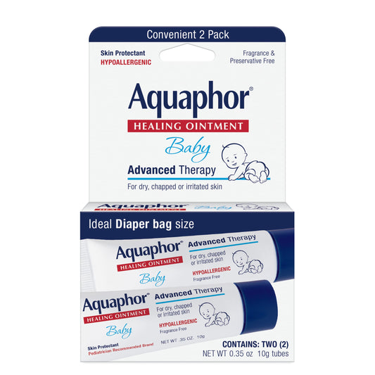 Aquaphor Baby Healing Ointment To-Go Pack - Advanced Therapy for Chapped Cheeks and Diaper Rash -2 Count(Pack of 1)