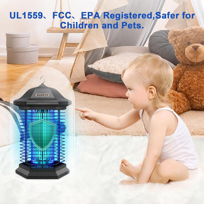 Bug Zapper Mosquito Zapper for Outdoor & Indoor, Upgraded 3 Mosquito Control Technologies, 2 Safety Protection Technologies, Insect Control Efficiency of 99.99%, Perfect for Backyard Patio Home