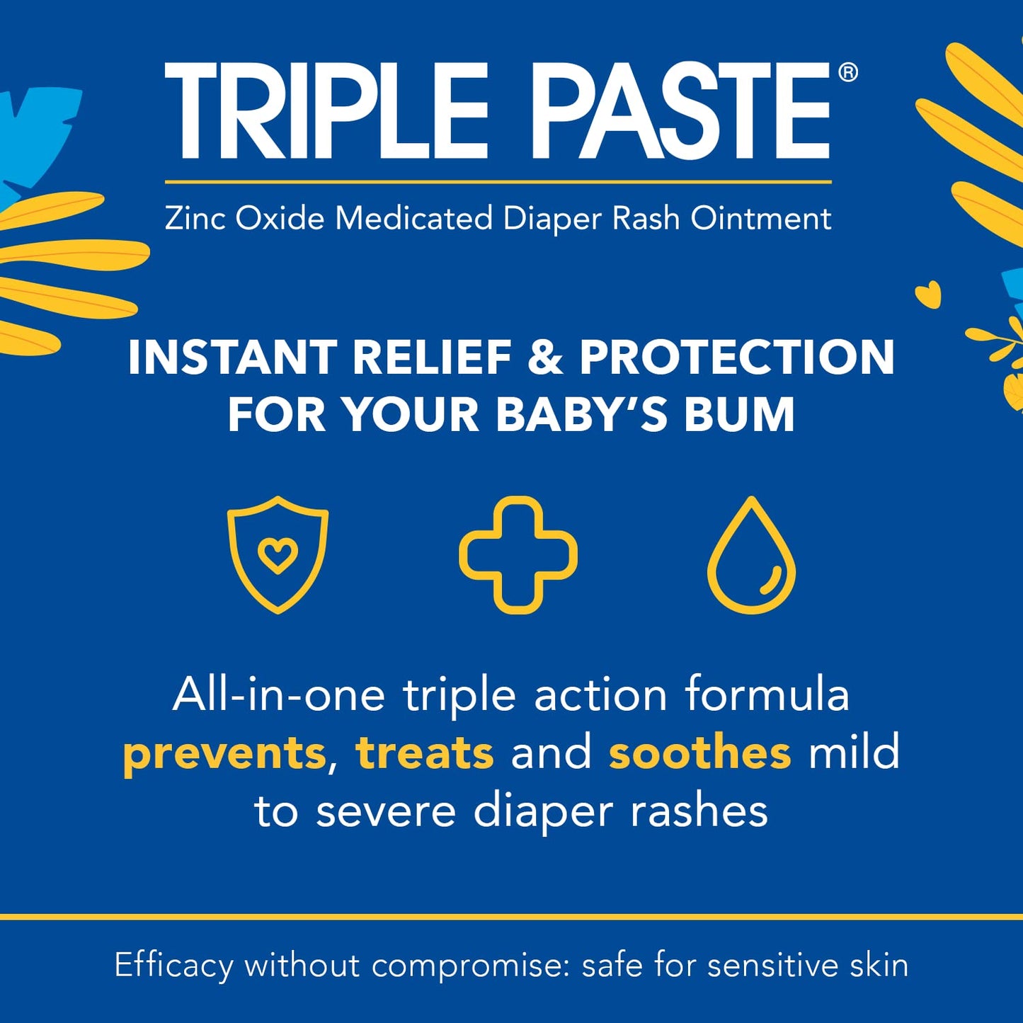 Triple Paste Diaper Rash Cream for Baby - 8 Oz Tub - Zinc Oxide Ointment Treats, Soothes and Prevents Diaper Rash - Pediatrician-Recommended Hypoallergenic Formula with Soothing Botanicals