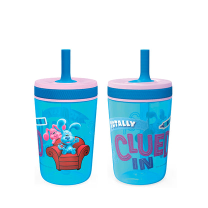 Zak Designs 15oz Bluey Kelso Tumbler Set, BPA-Free Leak-Proof Screw-On Lid with Straw Made of Durable Plastic and Silicone, Perfect Bundle for Kids, 2 Count (Pack of 1)