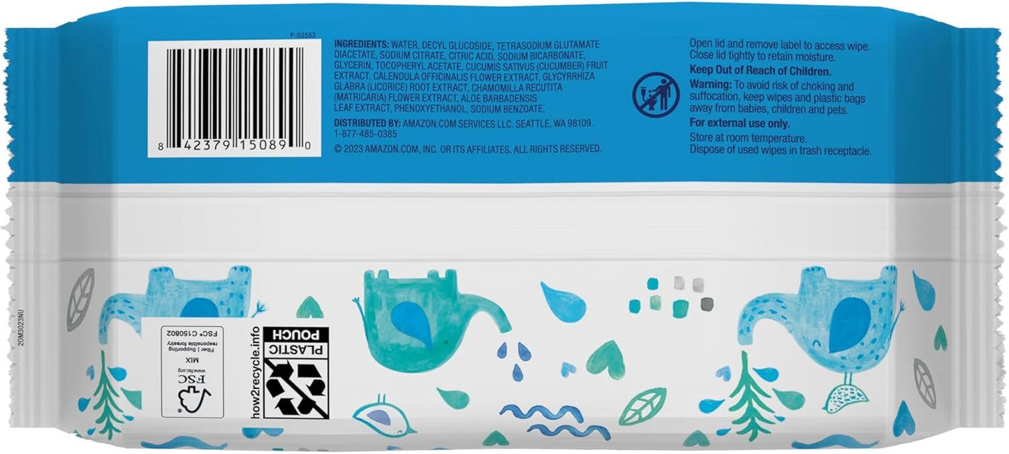 Amazon Brand - Mama Bear 99% Water Based Baby Wipes, Hypoallergenic for Sensitive Skin, Fragrance Free, 432 Count (6 Packs of 72)