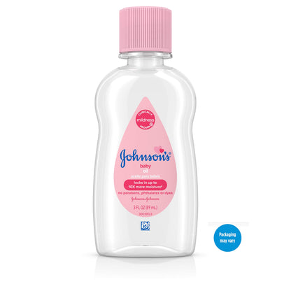 Johnson's Baby Oil, Pure Mineral Oil to Prevent Moisture Loss, Original 3 fl. oz