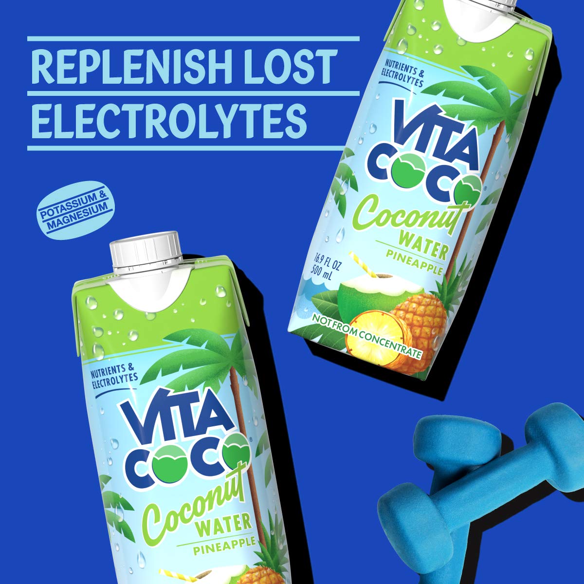 Vita Coco Coconut Water Naturally Hydrating Electrolyte Drink Smart Alternative to Coffee Soda and Sports Drinks Gluten Free, Pineapple, 16.9 Fl Oz (Pack of 12), 202.8 Fl Oz