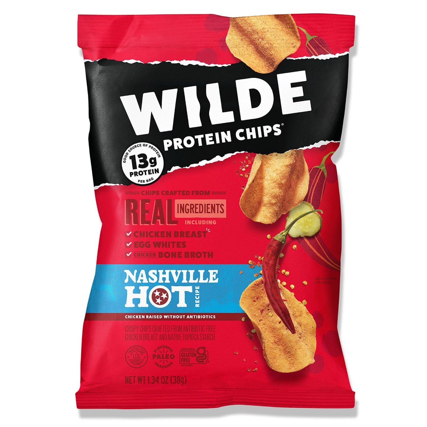 WILDE Spicy Protein Chips Variety Pack, Buffalo, Spicy Queso, Nashville Hot, Thin and Crispy, Protein Snack, Keto Chips, Made with Real Ingredients, 1.34oz Bags (Pack of 12)…