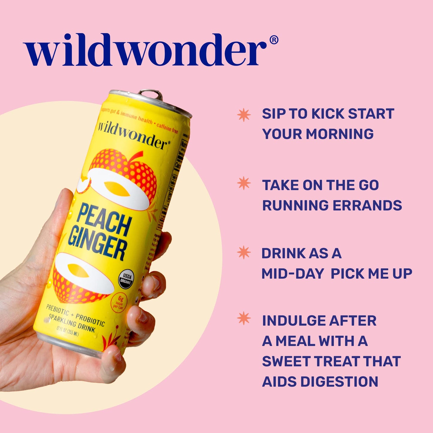 wildwonder Sparkling Probiotic Juice Drink w/Gut Health Immunity, Digestion Support, 5g Fiber, Live Probiotics, Caffeine Free, Organic, Low Sugar, 12pk 12oz, Strawberry Passion, As Seen on Shark Tank