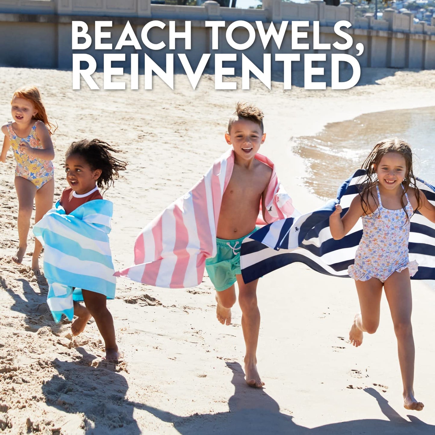 Dock & Bay Beach Towel - Quick Dry, Sand Free - Compact, Lightweight - 100% Recycled - includes Bag - Cabana - Bondi Blue - Extra Large (200x90cm, 78x35)