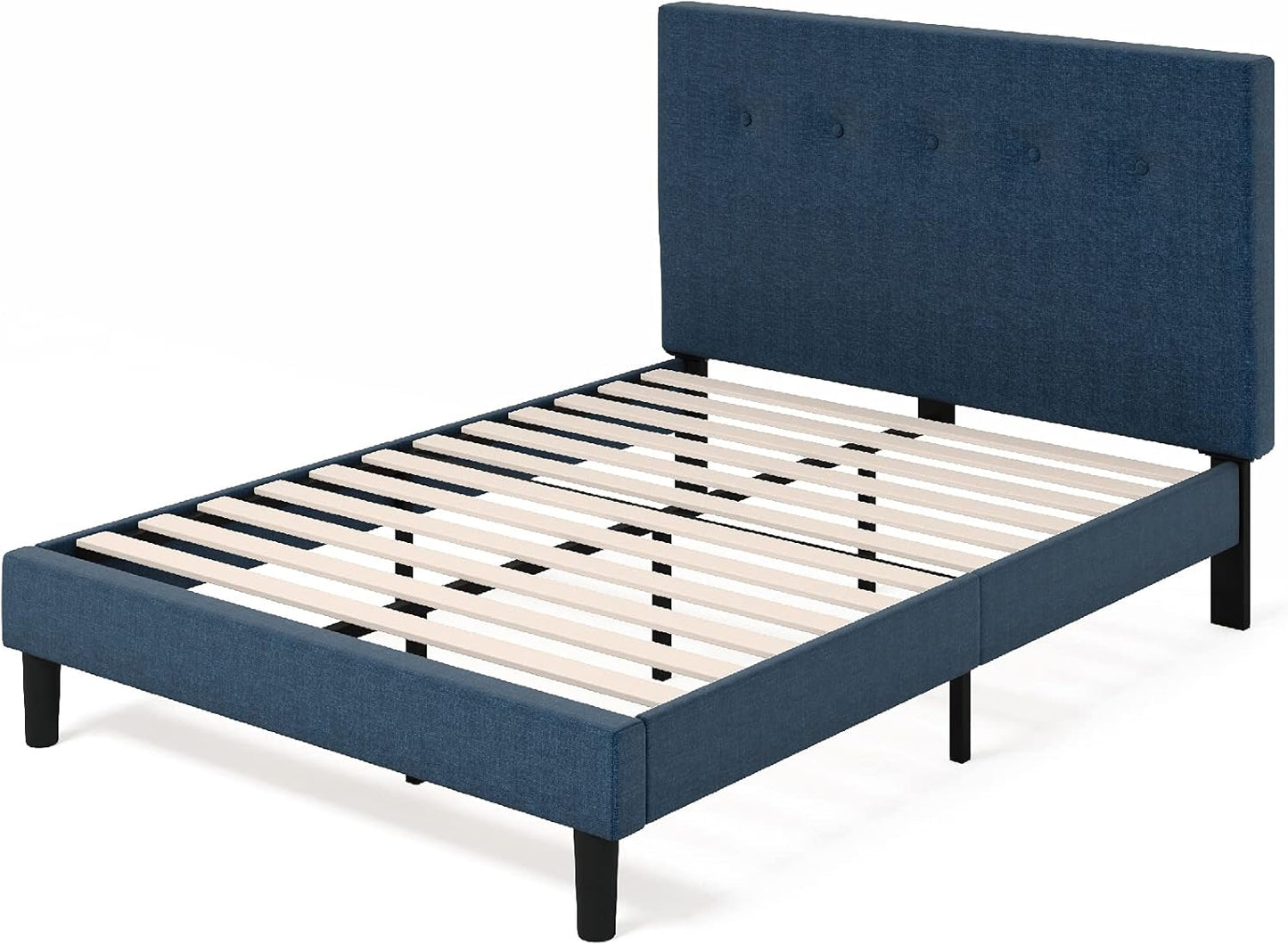 ZINUS Omkaram Upholstered Platform Bed Frame, Mattress Foundation, Wood Slat Support, No Box Spring Needed, Easy Assembly, Queen