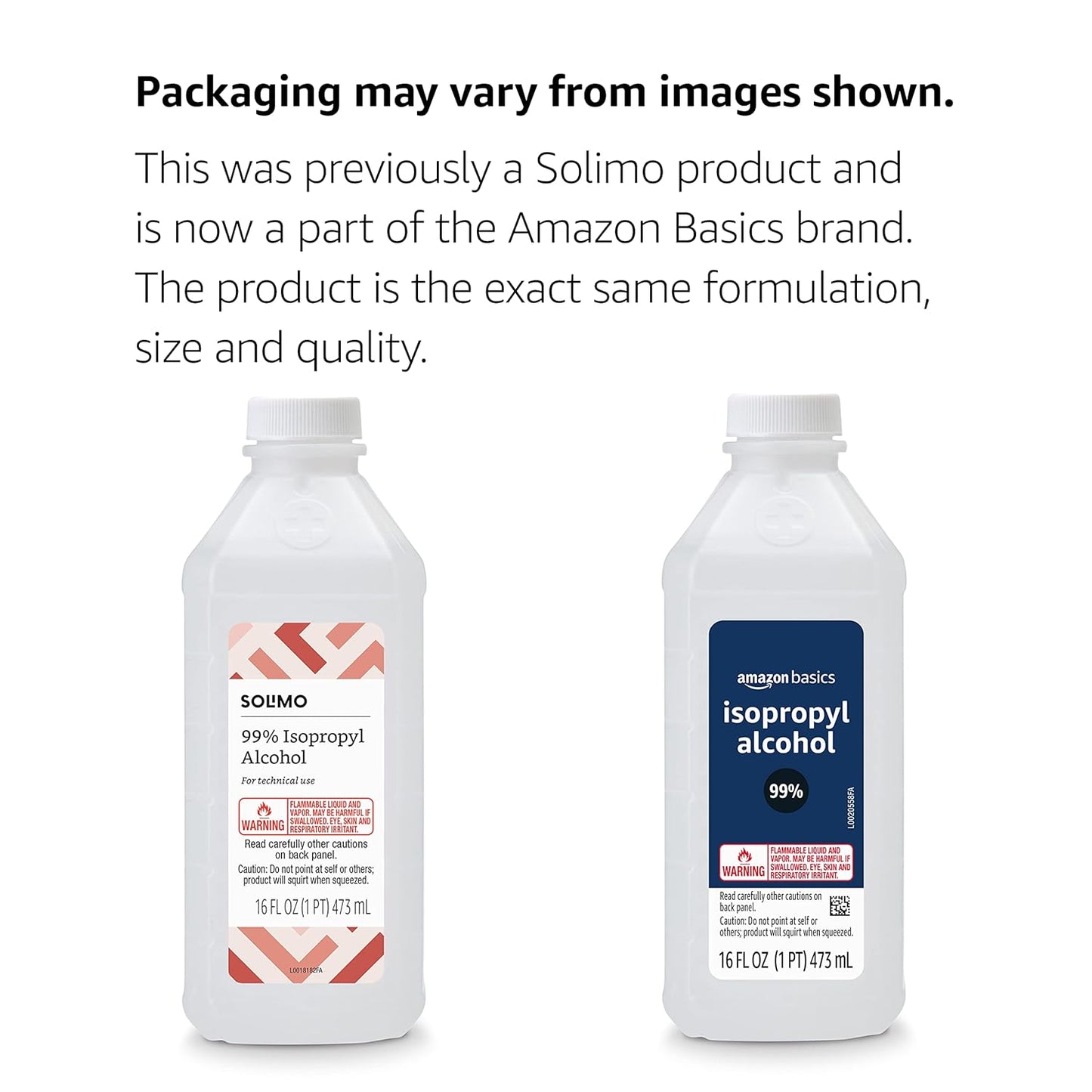 Amazon Basics 99% Isopropyl Alcohol First Aid For Technical Use,16 Fluid Ounces, 1-Pack (Previously Solimo)