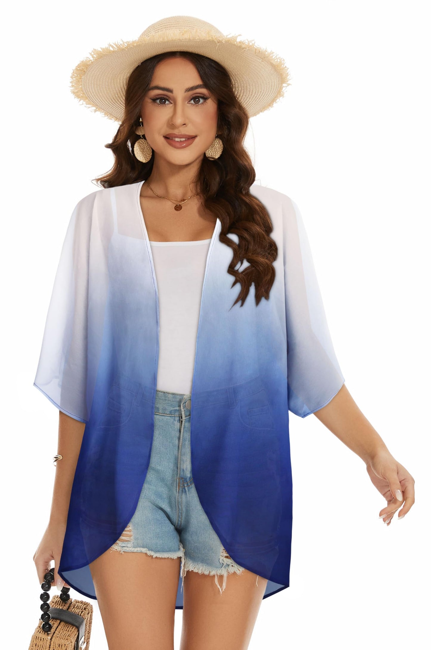 Womens Kimono Beach Cover Up Chiffon Cardigan Floral Tops Loose Capes