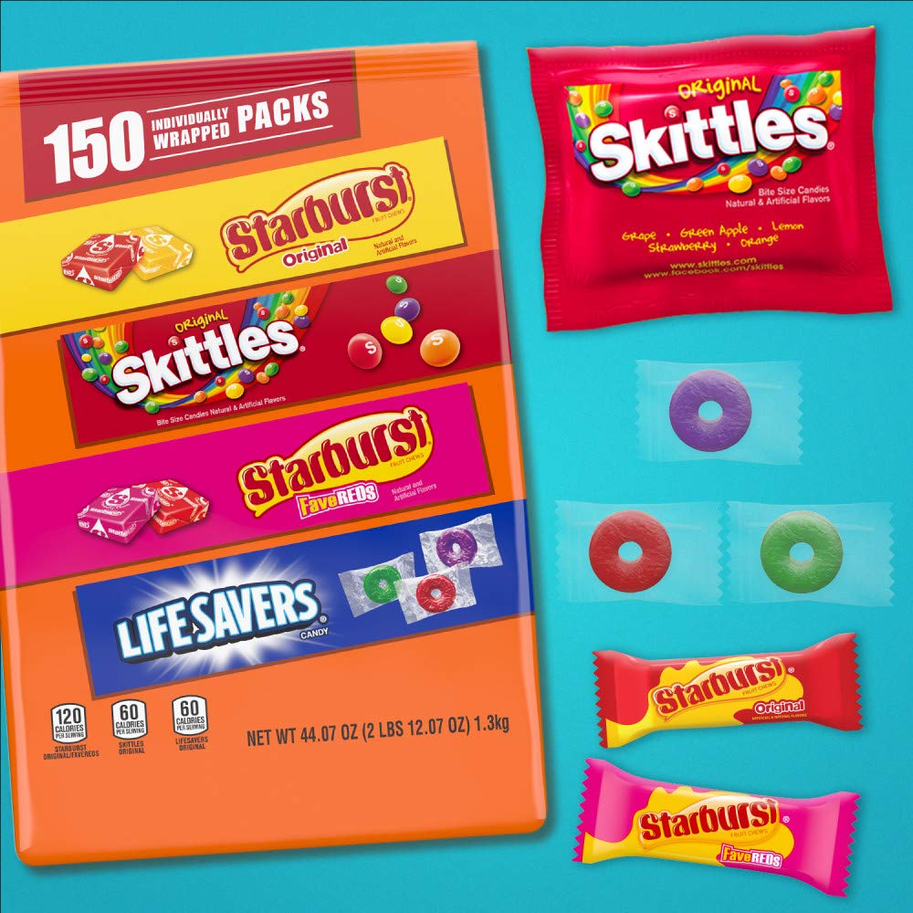 SKITTLES & STARBURST Assorted Halloween Chewy Candy Fun Size, 20.13oz