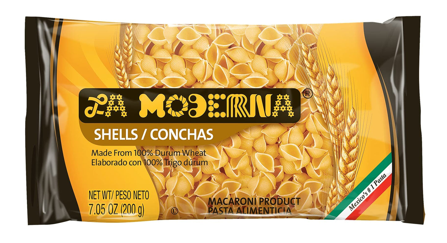 La Moderna Shells Pasta, Noodles, Durum Wheat, Protein, Fiber, Vitamins, 7 Oz