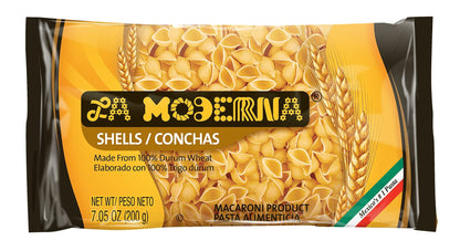 La Moderna Shells Pasta, Noodles, Durum Wheat, Protein, Fiber, Vitamins, 7 Oz