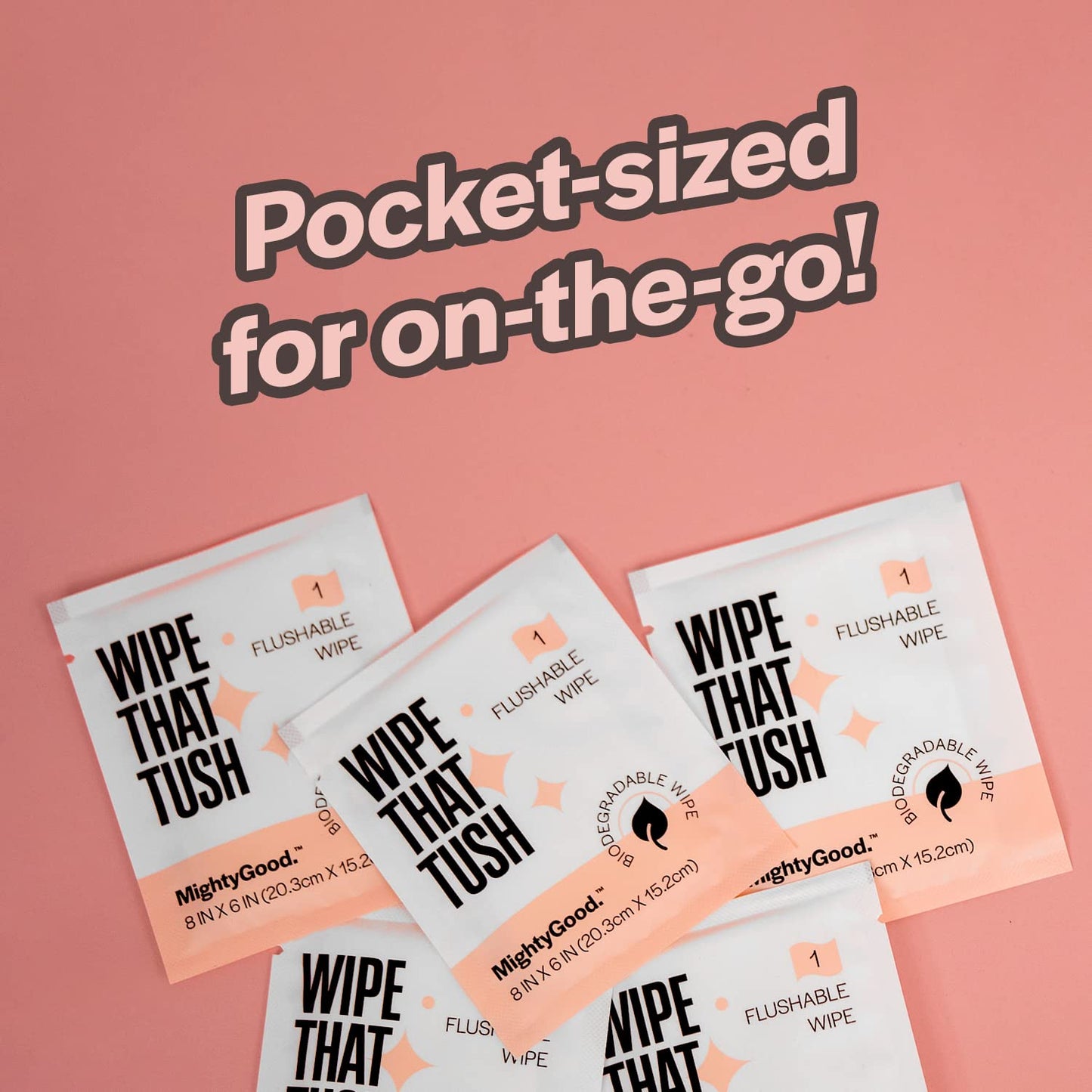 Wipe That Tush On-The-Go Flushable Wet Wipes - 1 Pack, 30 Wipes - Individually Wrapped Extra-Large Wipes with Aloe - Hypoallergenic & Unscented - Septic and Sewer Safe