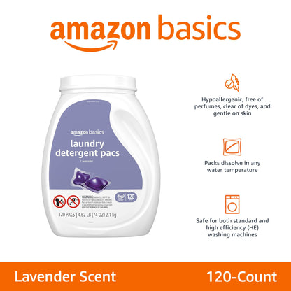 Amazon Basics Laundry Detergent Pacs, Fresh Scent, 120 count (Previously Solimo)