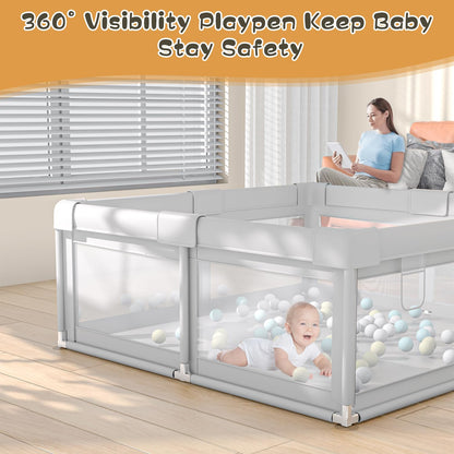 Baby Playpen Play Pens for Babies and Toddlers Baby Fence Baby Play Yards for Indoor & Outdoor with Breathable Mesh Anti-Fall Playpen