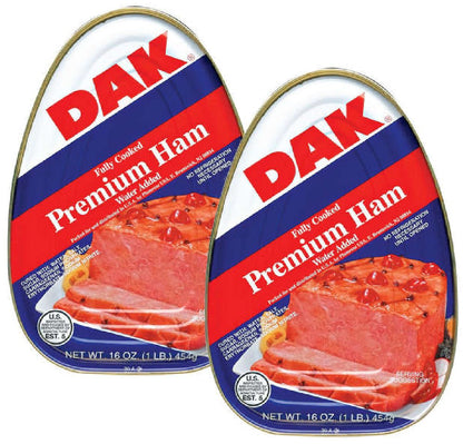 DAK Premium Canned Ham 16oz Fully Cooked, Ready To Eat (2 Pack)