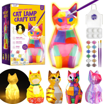 Paint Your Own Cat Lamp Kit, Art Supplies Arts & Crafts Kit, Painting kit for Kids 6-12, Arts and Crafts for Kids Ages 8-12, Toys Girls Boy Birthday Christmas Gift Ages 3 4 5 6 7 8 9 10 11 12+