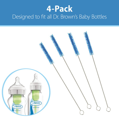 Dr. Brown's Baby Bottle Cleaning Brush with Sponge and Scrubber - Blue - 3-Pack