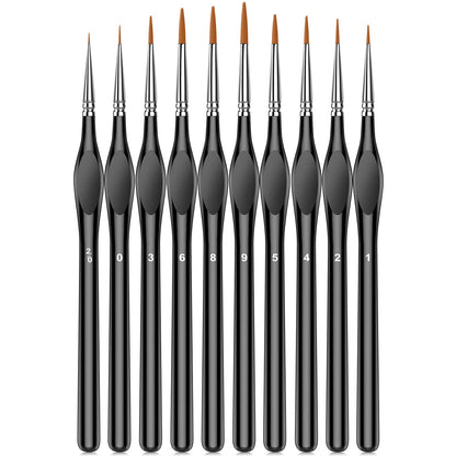 10Pcs Micro Paint Brushes Set with Triangular Handles - For Acrylic, Watercolor, Crafts, Models