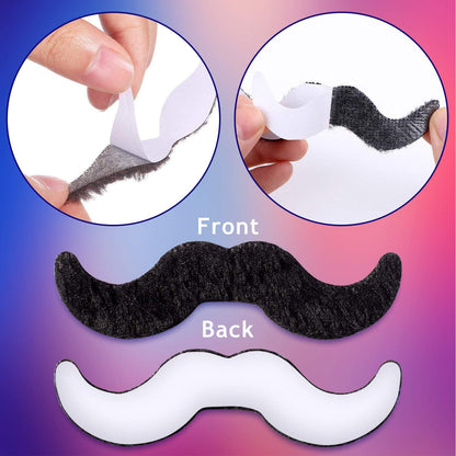 Whaline 48 Piece Self Adhesive Fake Mustache Set Novelty Mustaches for Costume and Halloween Festival Party