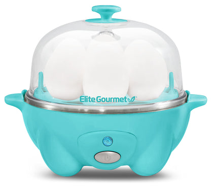 Elite Gourmet EGC-007## Rapid Egg Cooker, 7 Easy-To-Peel, Hard, Medium, Soft Boiled Eggs, Poacher, Omelet Maker, Auto Shut-Off, Alarm, 16-Recipe Booklet, BPA-Free, White