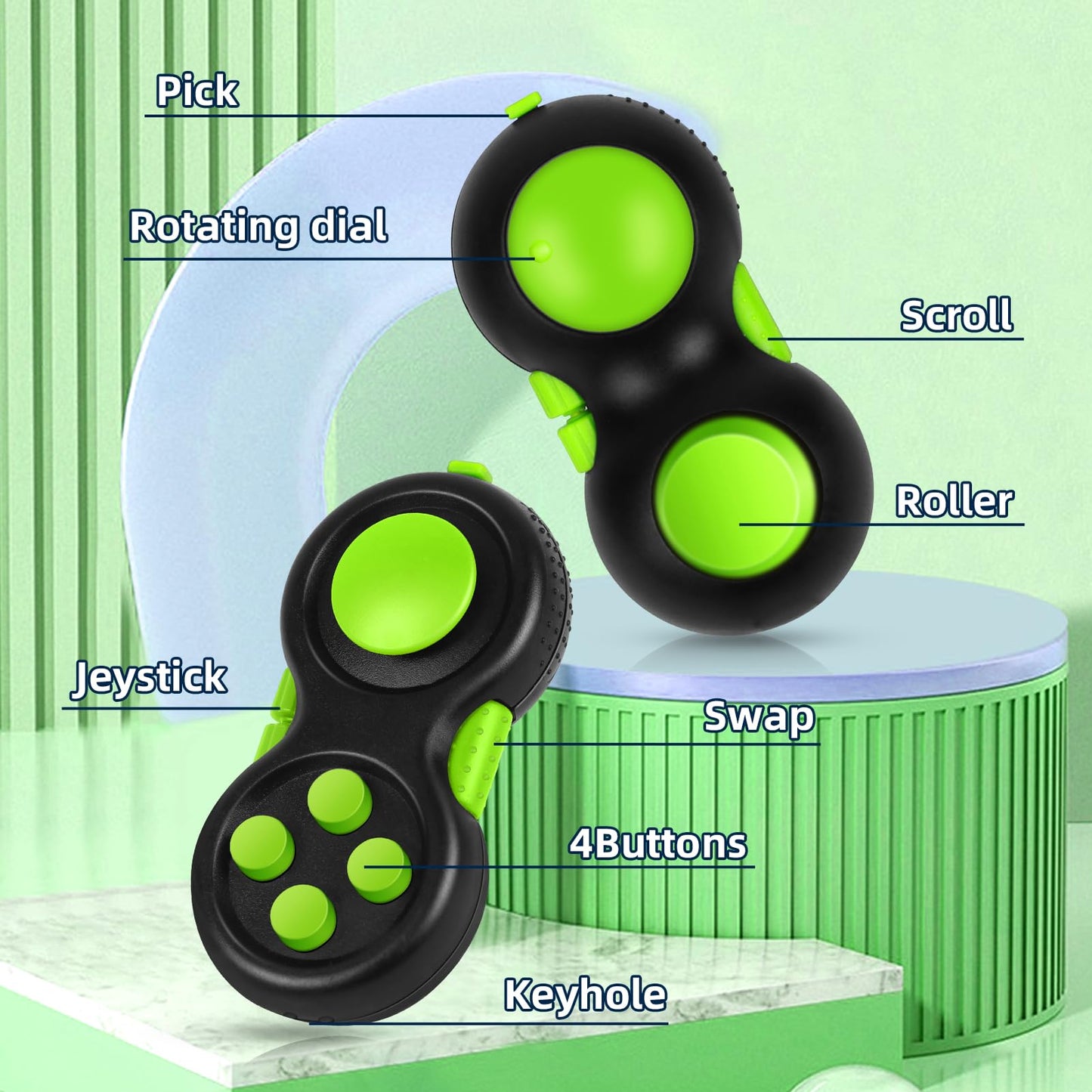 WTYCD Original Fidget Toy Game, Rubberized classical Controller Fidget Concentration Toy with 8-Fidget Functions and Lanyard - Excellent for Relieving Stress and Anxiety