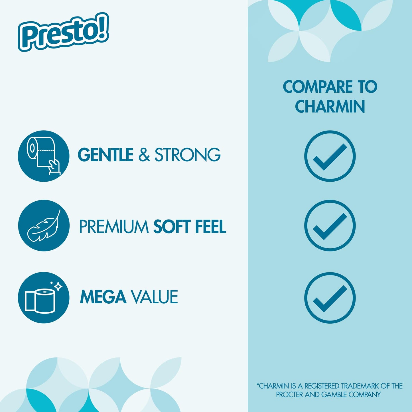 Presto! 2-Ply Ultra-Soft Toilet Paper, Unscented, White