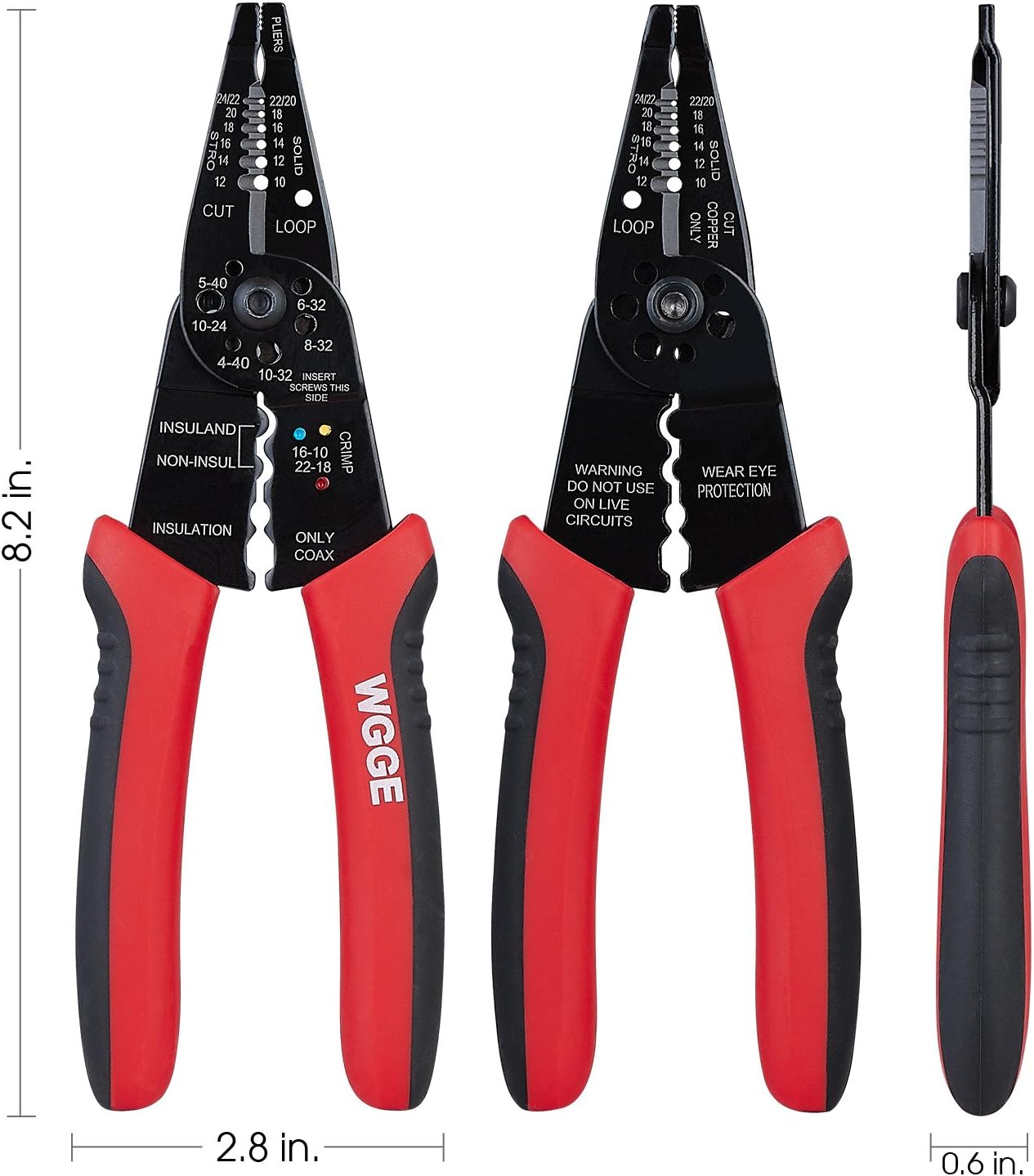 WGGE WG-015 Professional 8-inch Wire Stripper/wire crimping tool, Wire Cutter, Wire Crimper, Cable Stripper, Wiring Tools and Multi-Function Hand Tool.