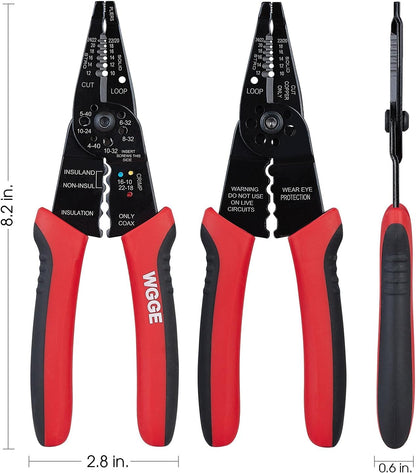 WGGE WG-015 Professional 8-inch Wire Stripper/wire crimping tool, Wire Cutter, Wire Crimper, Cable Stripper, Wiring Tools and Multi-Function Hand Tool.