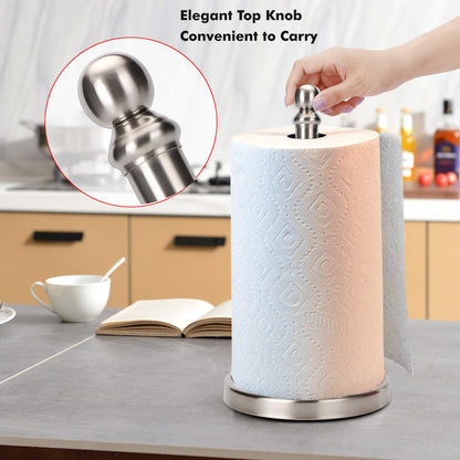 Gold Paper Towel Holder Countertop, Standing Paper Towel Roll Holder for Kitchen Bathroom, with Weighted Base for One-Handed Operation (Gold)