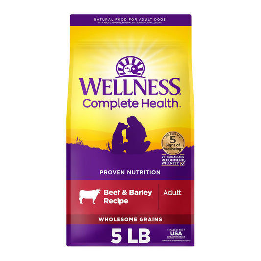 Wellness Complete Health Adult Dry Dog Food, Beef & Barley Recipe, 5 Pound Bag