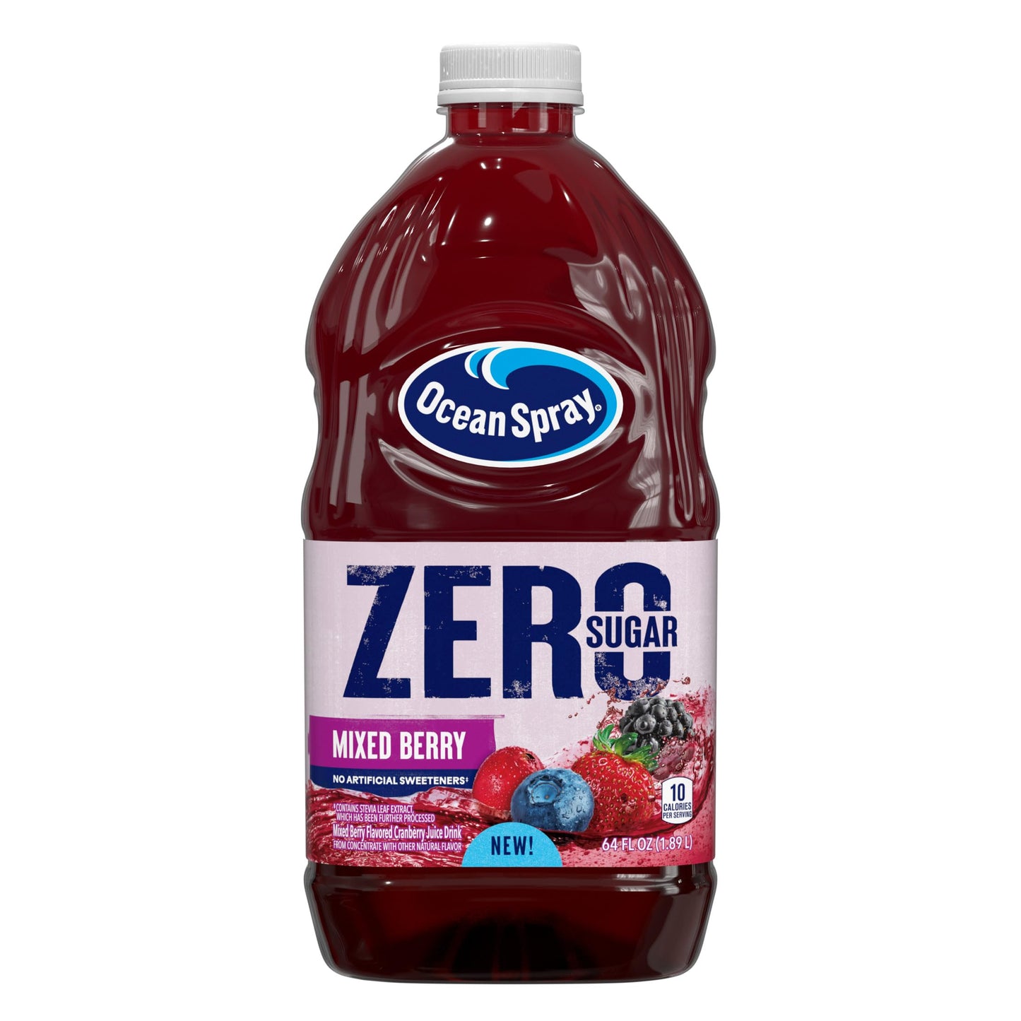 Ocean Spray® ZERO Sugar Cranberry Juice Drink, Cranberry Juice Drink Sweetened with Stevia, 64 Fl Oz Bottle