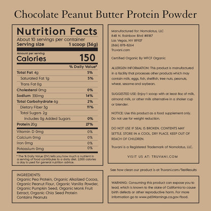 Truvani Vegan Pea Protein Powder | Banana Cinnamon | 20g Organic Plant Based Protein | 1 Serving | Keto | Gluten & Dairy Free | Low Carb | No Added Sugar