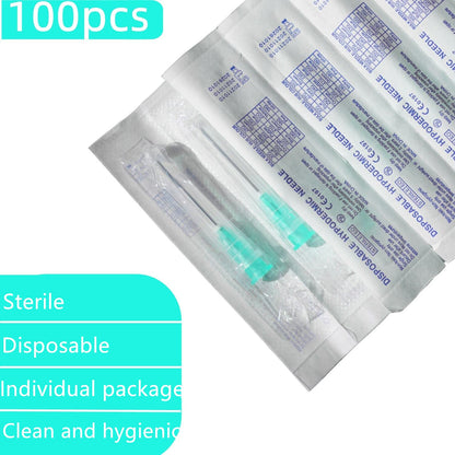 100 Pack 18Ga 1 Inch Sterile Disposable Injection Needle with Cap for Scientific and Industrial Dispensing Needl Accessories