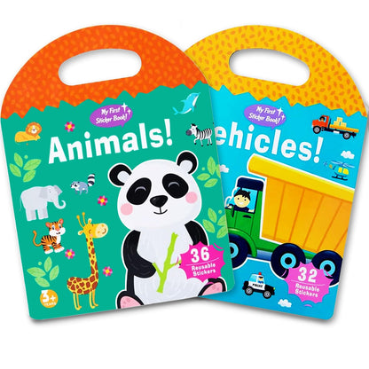 Portable Jelly Quiet Busy Sticker Book, Animal Reusable Sticker Books for Kids, Toddler Sticker Activity Book Preschool Learning Activities Educational Toys for Girls Boys Ages 3+ Birthday Gifts