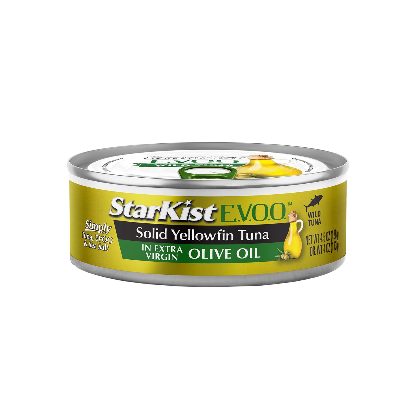 StarKist E.V.O.O. Solid Yellowfin Tuna in Extra Virgin Olive Oil, 4.5 oz (4 Pack) Canned Tuna Fish, Wild Caught, Gluten Free, Ready to Eat, Perfect for Salads, Keto Meals and Snacks