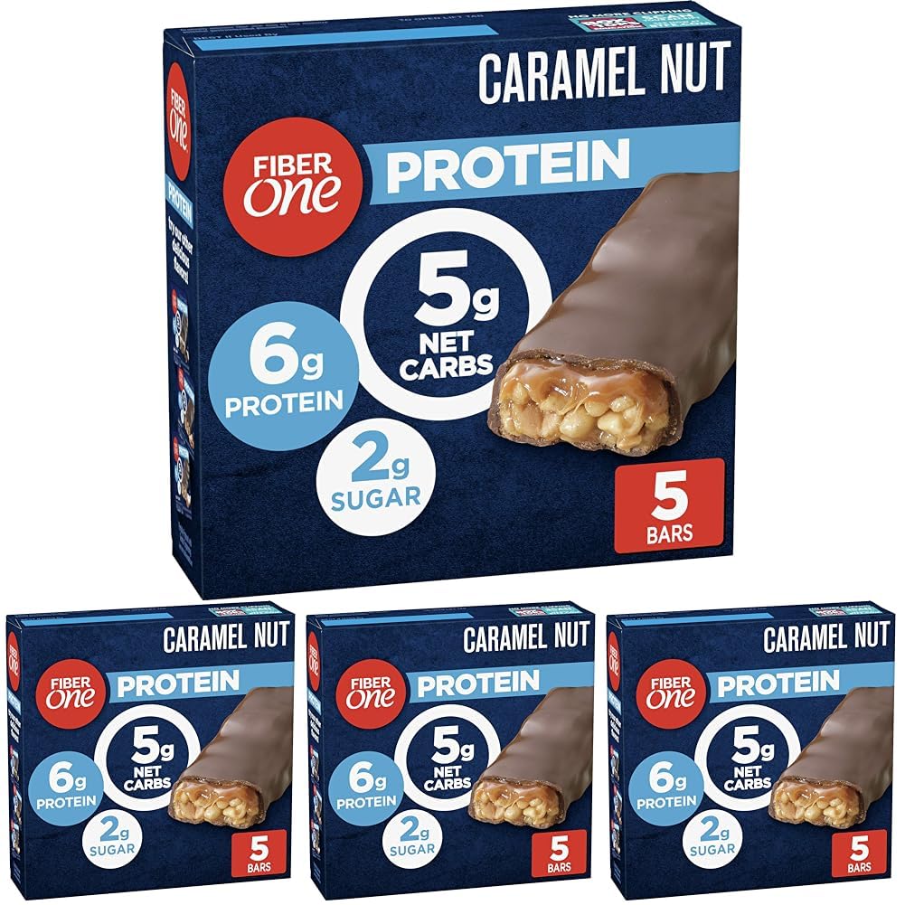 Fiber One Chewy Protein Bars, Caramel Nut, Protein Snacks, 1.17 oz, 5 ct