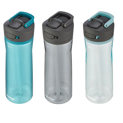 Contigo Ashland 2.0 Water Bottle with AUTOSPOUT Lid | Tritan Water Bottle, 24oz., 3 Pack, Juniper & Sake & Bubble Tea