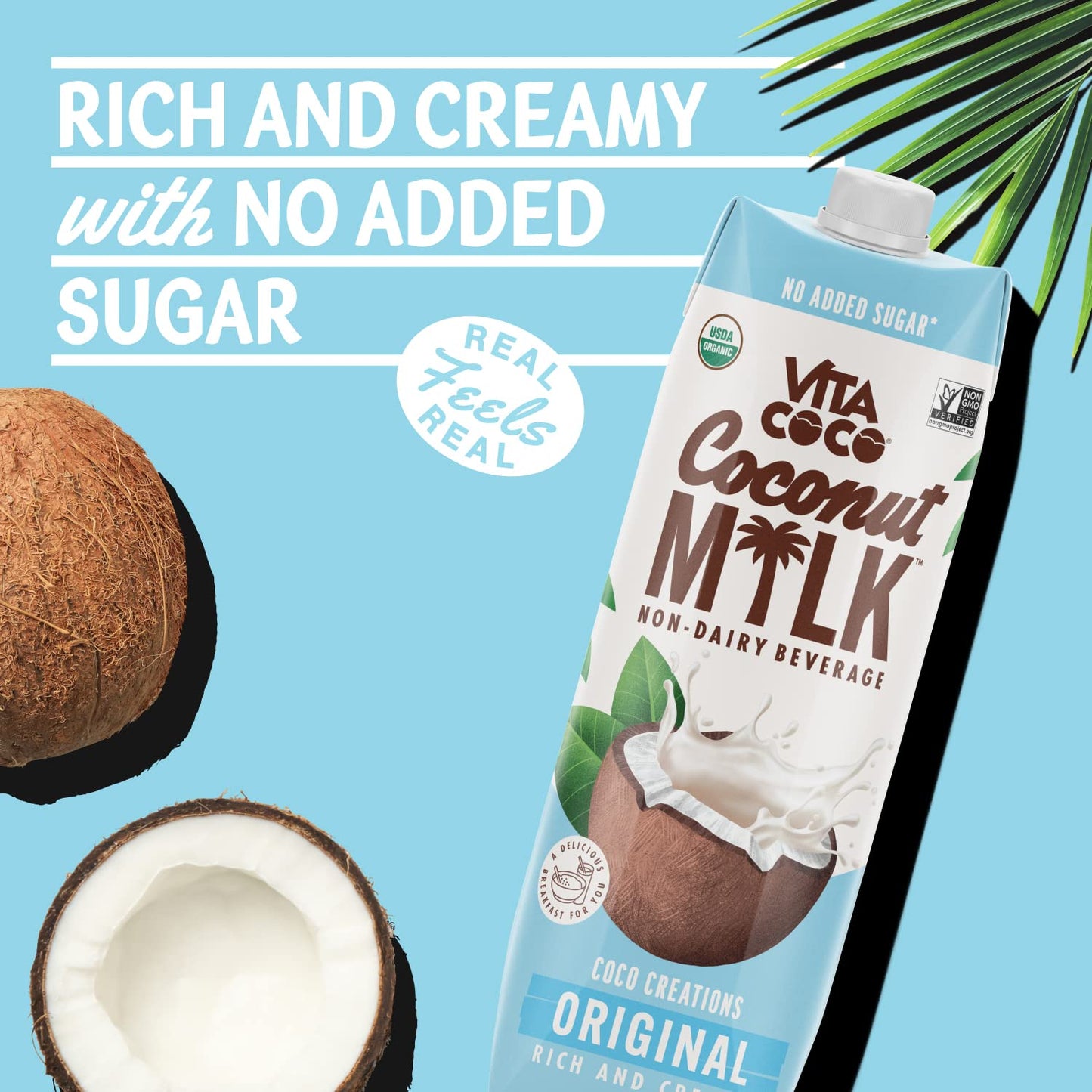 Vita Coco Original Organic Coconut Milk, Plant Based, Dairy Free Milk Alternative - Gluten Free, Soy Free, and Unsweetened, No Added Sugar - Perfect Add to Cereal, Smoothies, Desserts - 33.8 Ounce (Pack of 6)